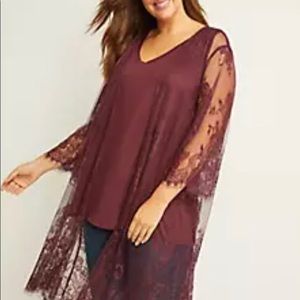 Burgundy lace overlay - plus size 22/24